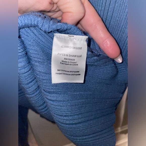 New! Veronica Beard Vinny Ribbed Knit Mock Neck Top Oxford Blue 🩵 X-Large - Picture 13 of 14